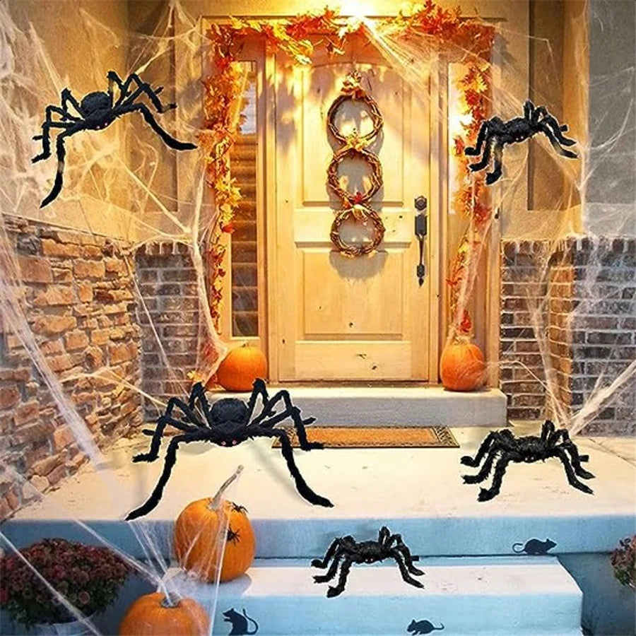 Giant Spider Web with Plush Spider: Halloween Party Decor