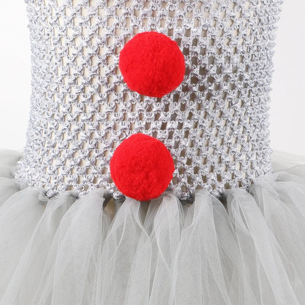 Gray Joker Costume Tutu Dress Creepy Clown