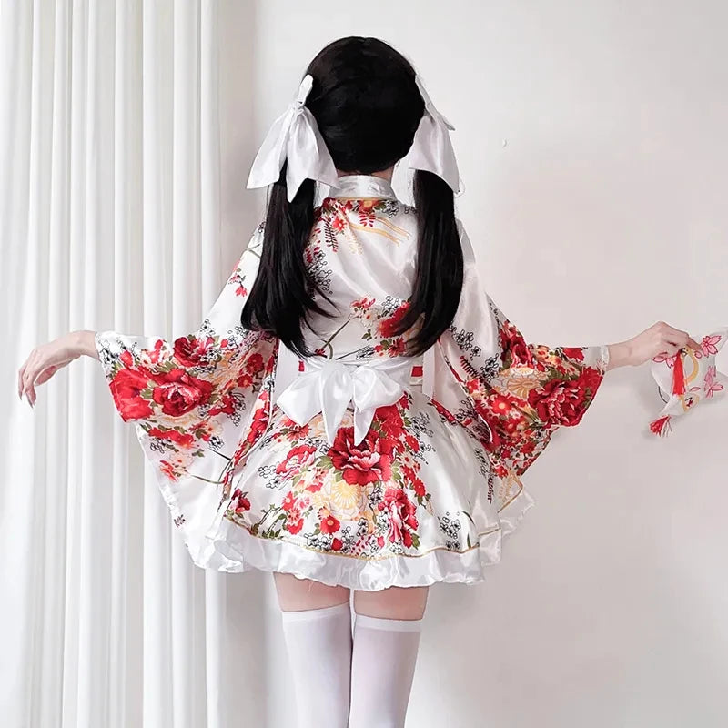 Modified Kimono Bathrobe: Women's Kawaii Geisha Cosplay Dress