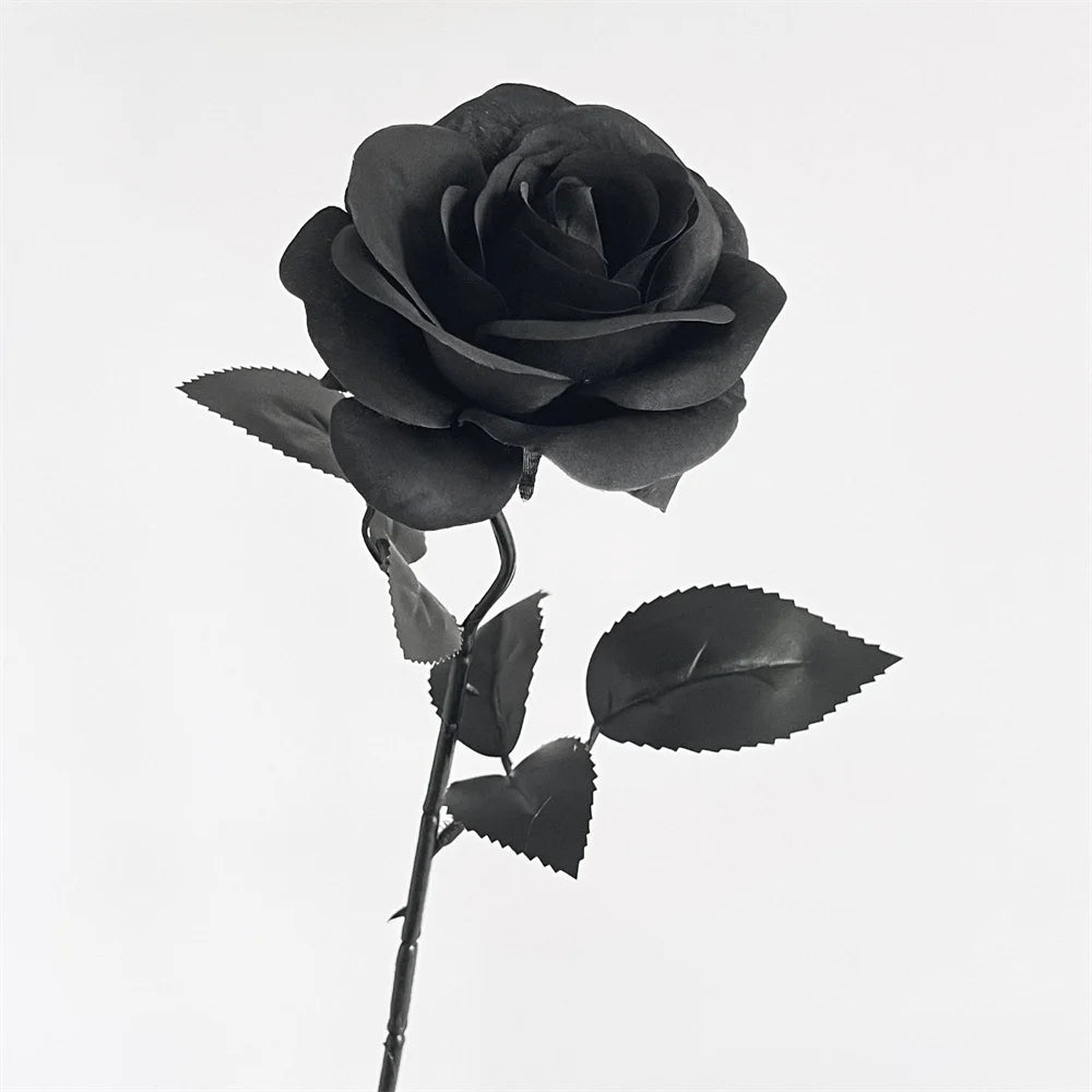 Black Artificial Rose Bouquet: Gothic Halloween Horror Decor