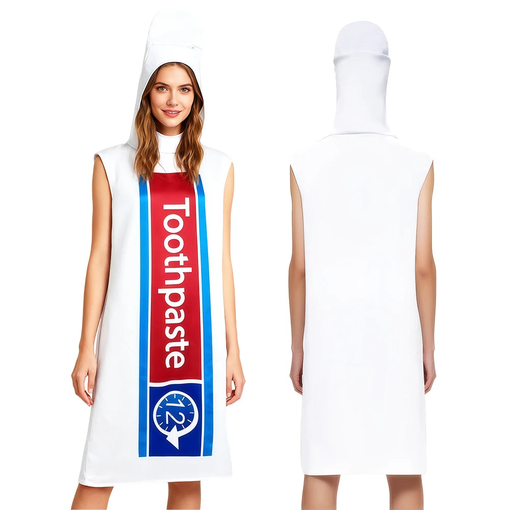 Toothbrush & Toothpaste Couples Costume: Funny Halloween Role-Play Set