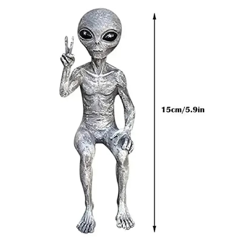 Resin Alien Statue: UFO Dwarf Halloween & Christmas Decor