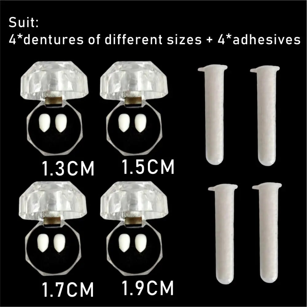 Vampire Fangs Fake Teeth: 1/4 Pairs Resin Cosplay Props with Glue