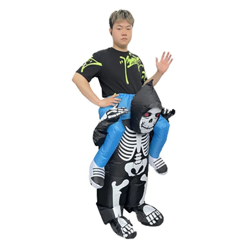 Inflatable Skeleton Devil Suit for Adults Halloween Christmas Role-play Performance Costume Funny Themed Backdrop Props