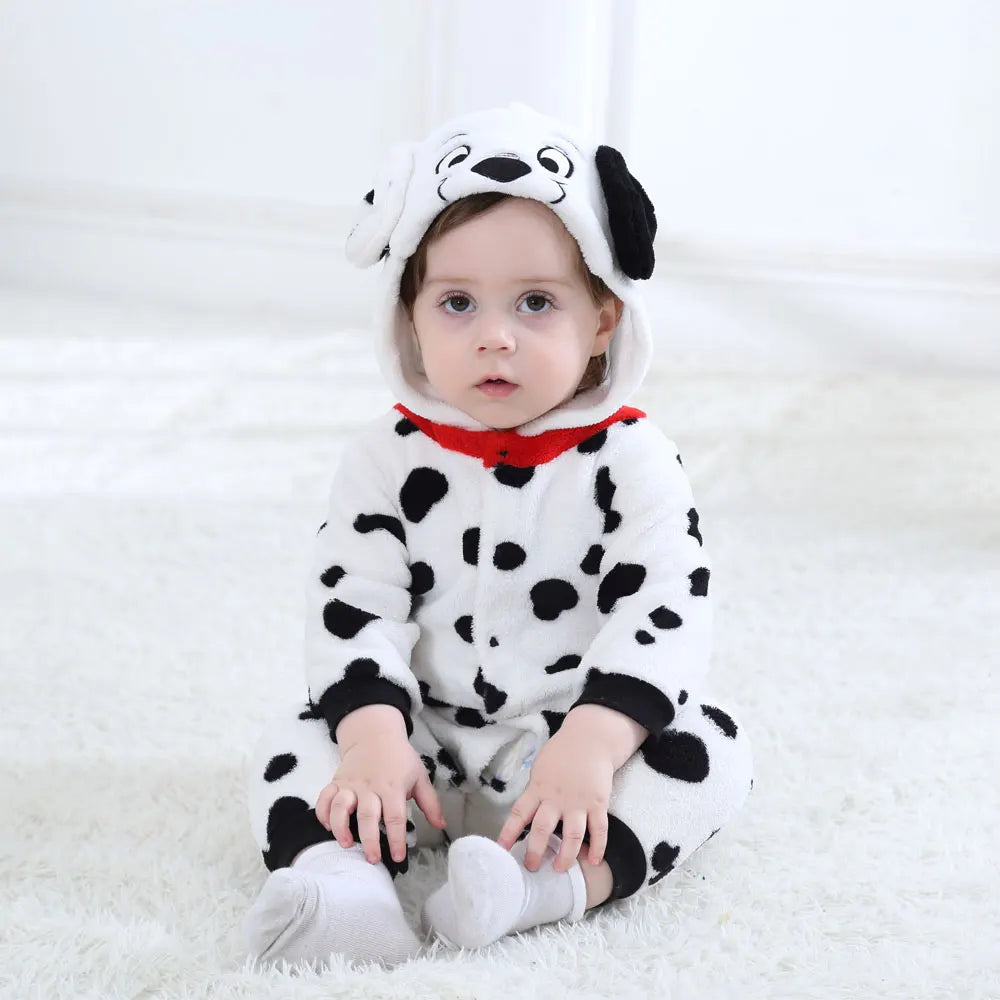 Baby Dalmatian Spotty Dog Kigurumi: Flannel Halloween Jumpsuit