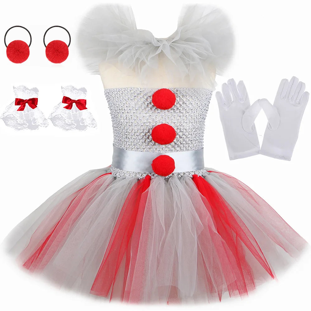 Gray Joker Costume Tutu Dress Creepy Clown
