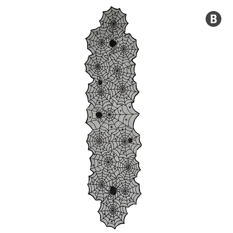Lace Spider Web Skull Tablecloth: Halloween Party Decor