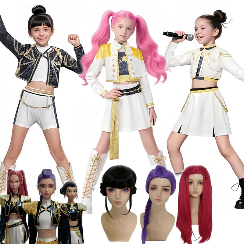 K-Pop Demon Hunters Girls' Costume: Zoey, Rumi, Mira Cosplay Set
