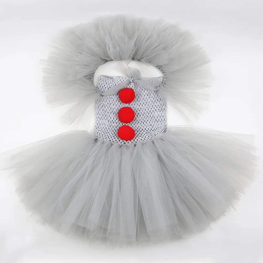 Gray Joker Costume Tutu Dress Creepy Clown