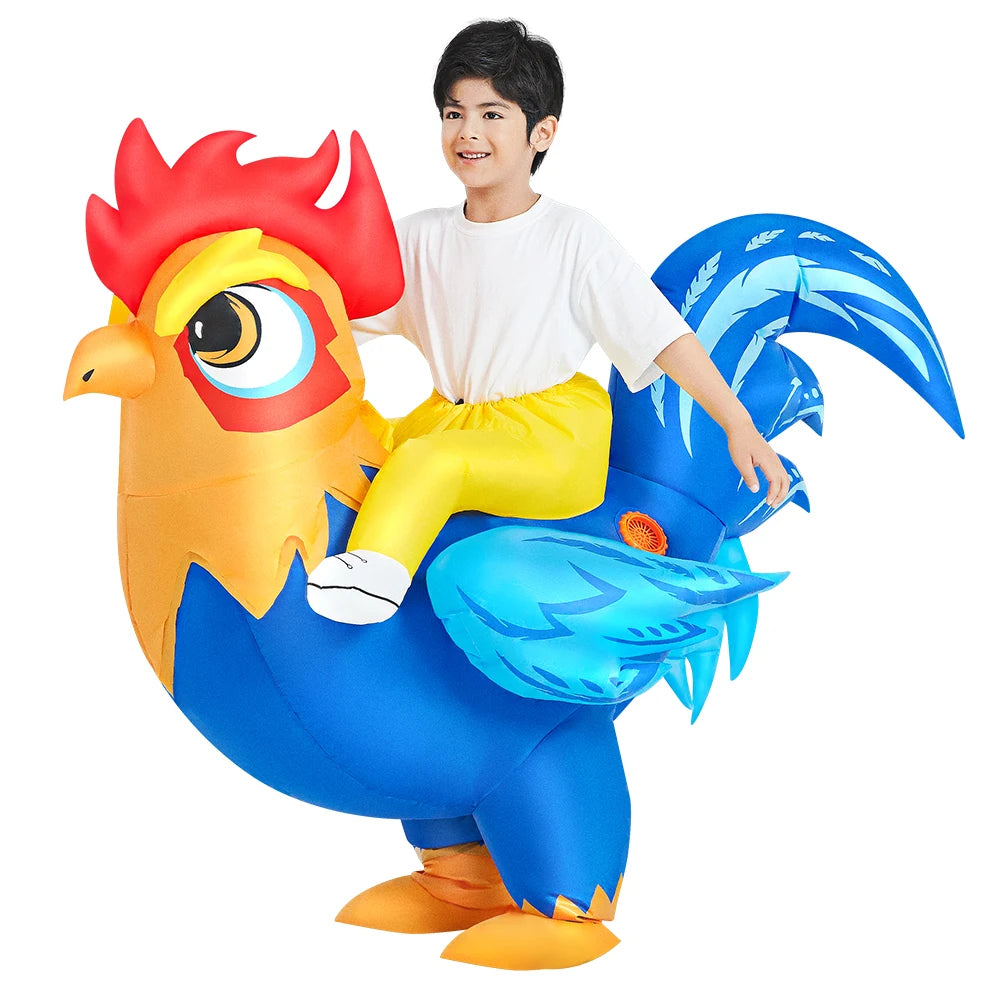 Kids Inflatable Mascot Costumes: Dinosaur, Unicorn, Rooster for Halloween Cosplay