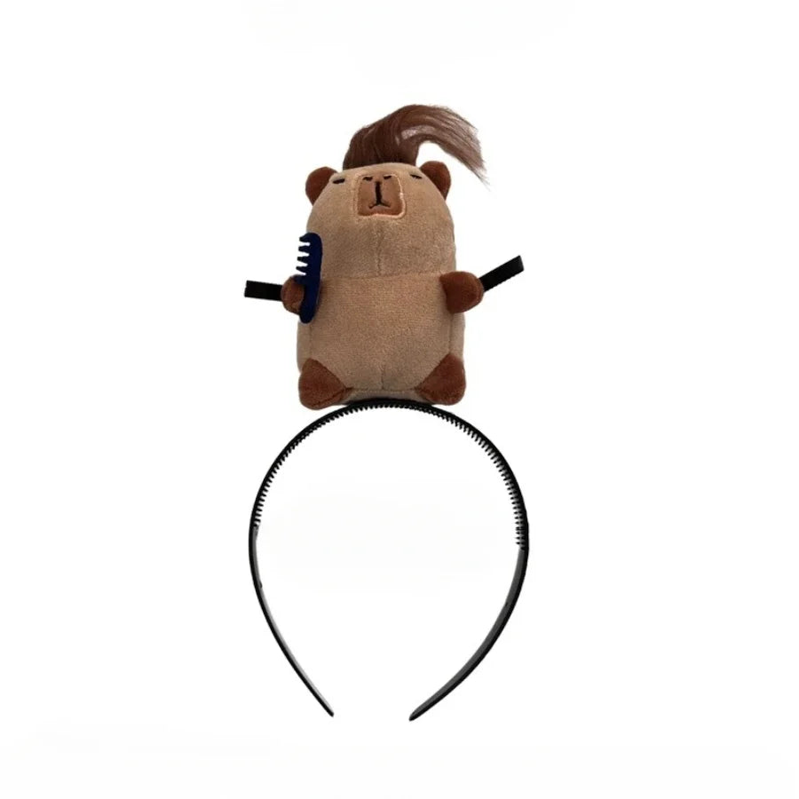 Ratatouille Mouse Head Hair Band Capybara Funny Plush Hair Hoop Headband Makeup Headdress Hairpin