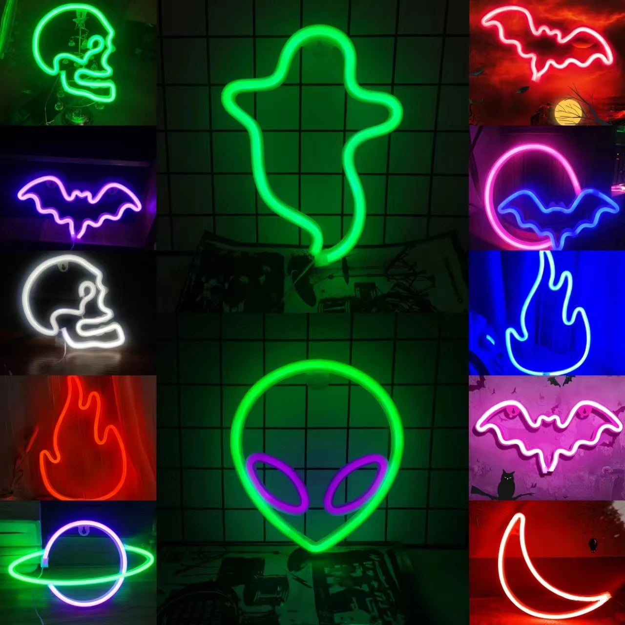LED Neon Bat Spirit Wall Decor: USB/Battery Halloween Glow