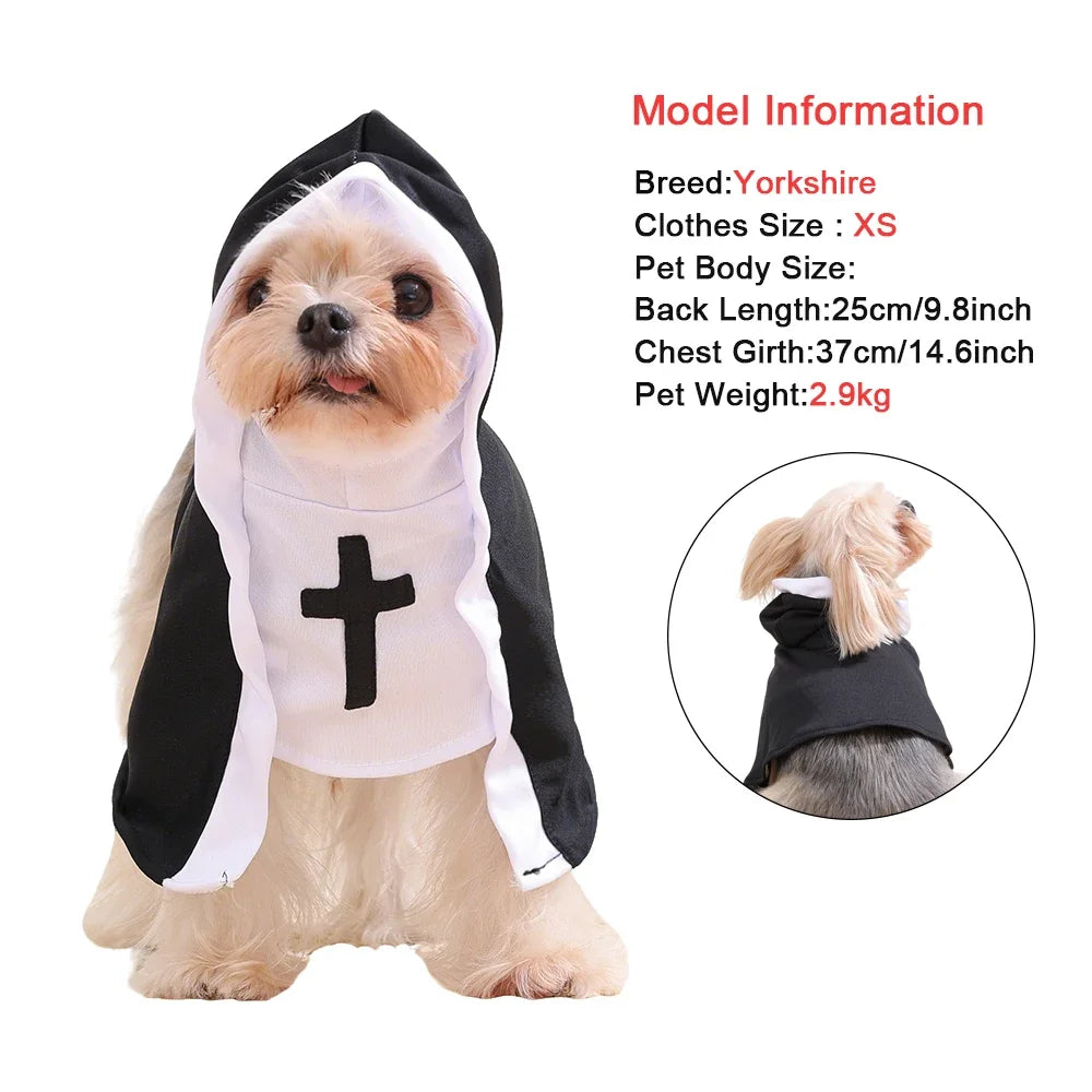 Jesus Nun Cat Cosplay Costume: Halloween Pet Dress-Up