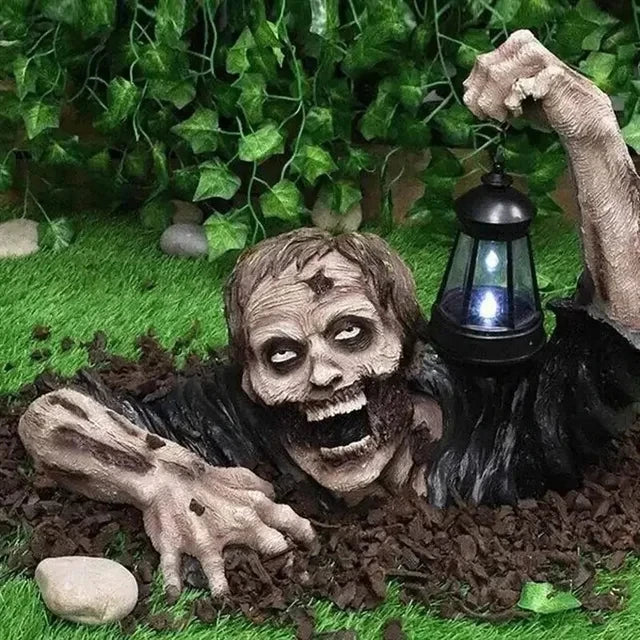 Crawling Zombie Lantern: LED Halloween Outdoor Horror Figurine
