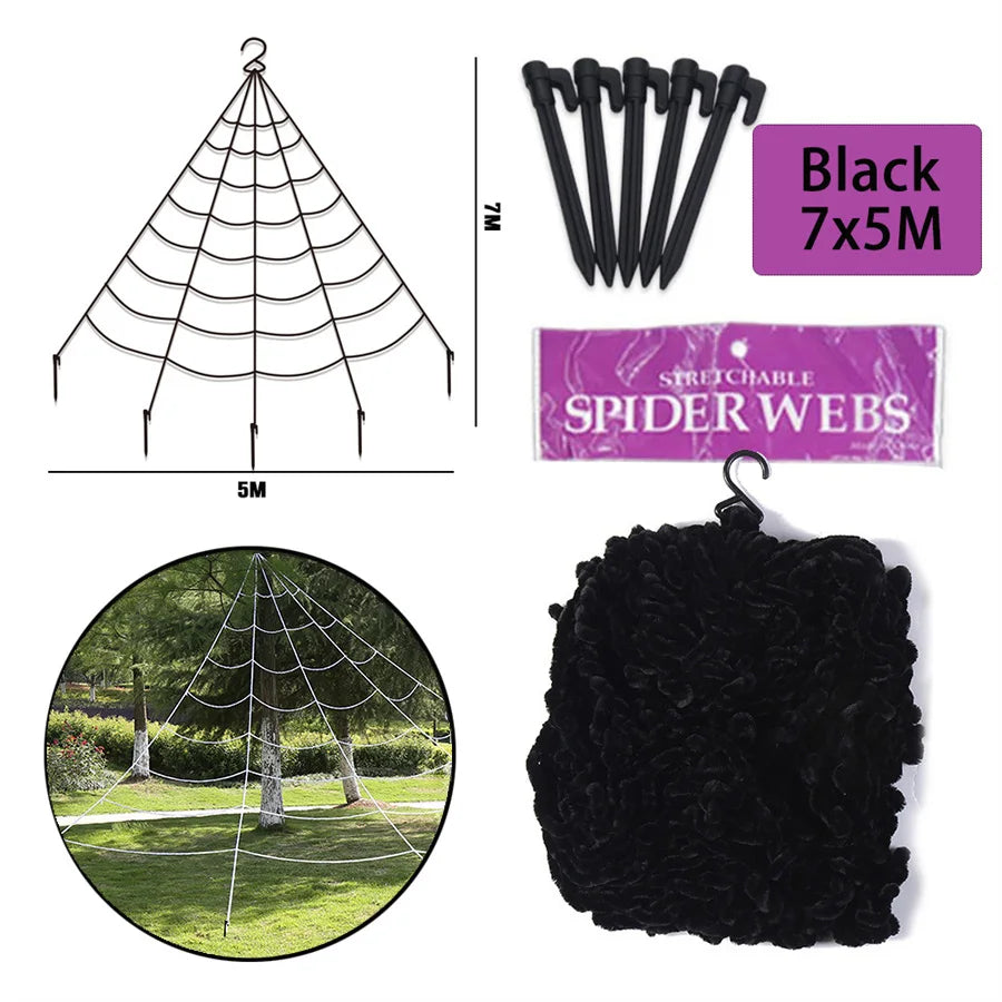 Giant Spider Web with Plush Spider: Halloween Party Decor