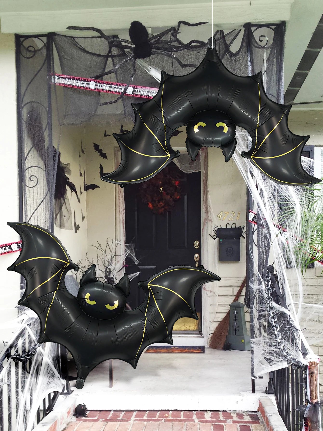 Giant Scary Bat Balloon: 42in Hanging Halloween Outdoor Decor