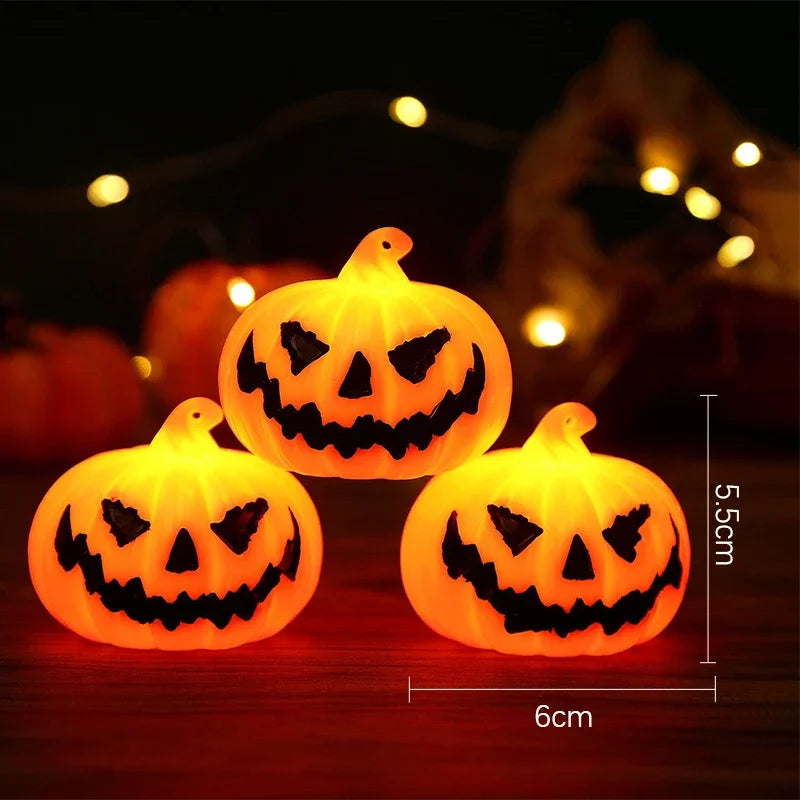 Pumpkin Ghost Face LED Lantern: Halloween Decor Light