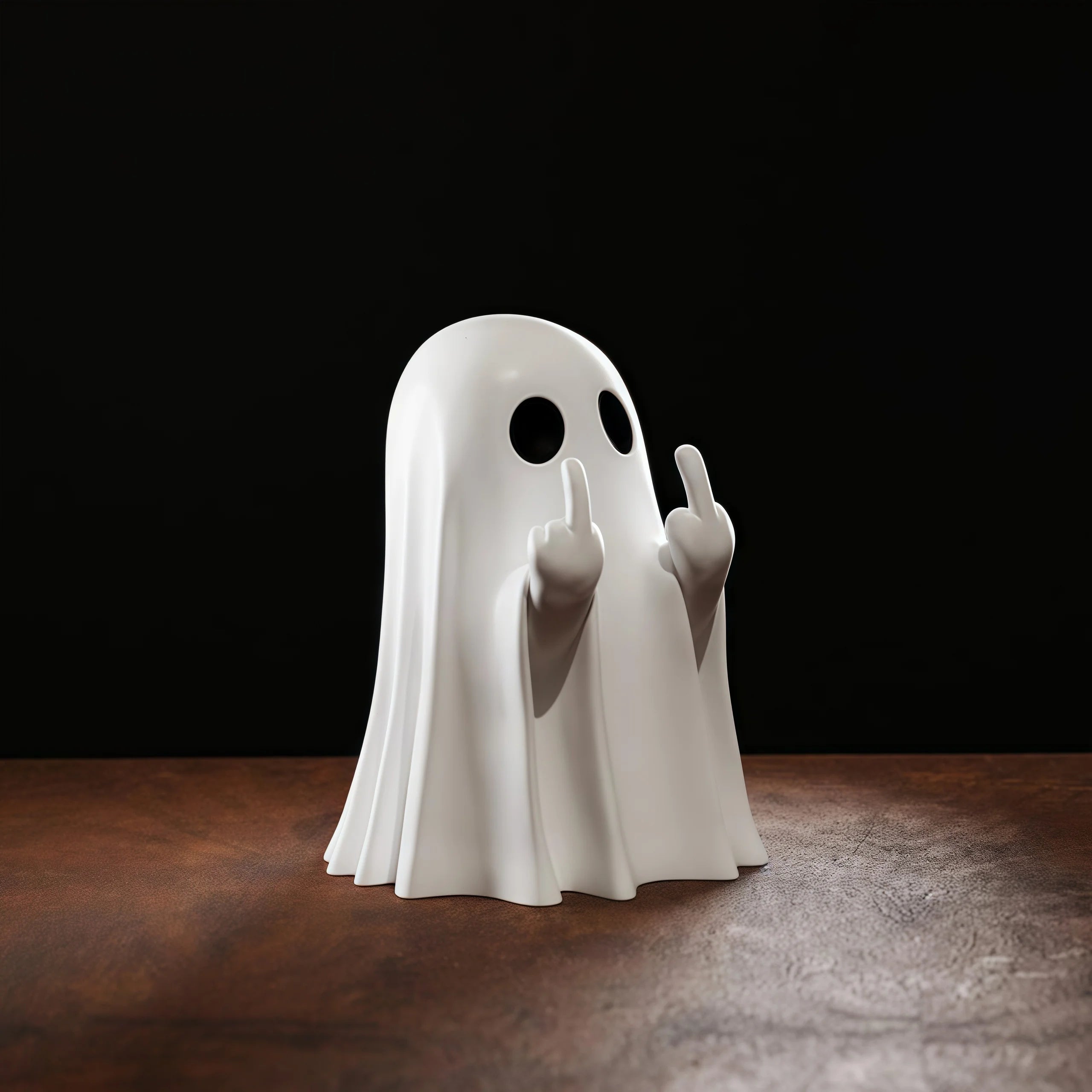 Cute Middle Finger Ghost Statue: Spooky Halloween Shelf Figurine