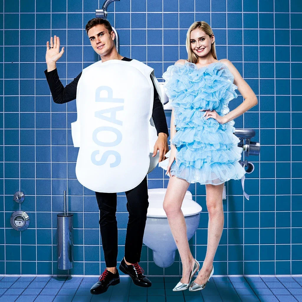 EraSpooky Soap & Loofah Couples Costume: Funny Adult Halloween Set