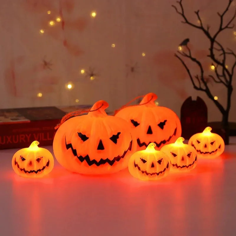 Pumpkin Ghost Face LED Lantern: Halloween Decor Light