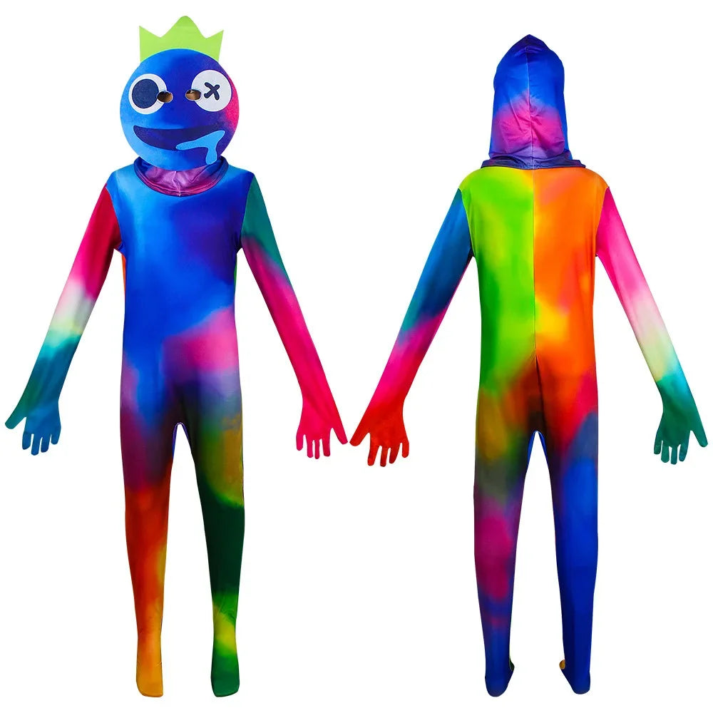 Blue Rainbow Friends Monster Jumpsuit: Horror Cosplay Costume