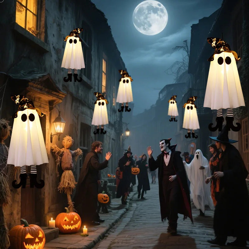 LED Light-Up Witch Ghost Hanging Ornaments: 1/2/3PCS Halloween Decor
