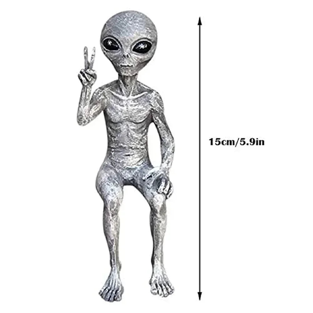 Resin Alien Statue: UFO Dwarf Halloween & Christmas Decor