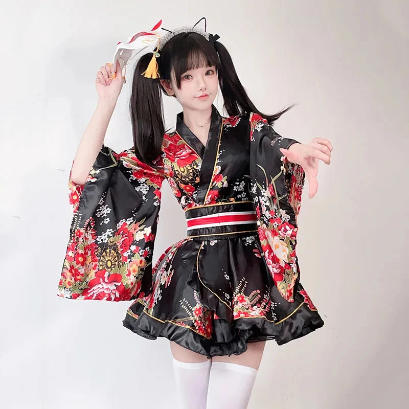 Modified Kimono Bathrobe: Women's Kawaii Geisha Cosplay Dress