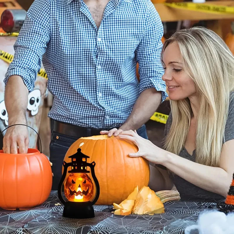 LED Pumpkin Kerosene Lantern: Halloween Table & Yard Decor