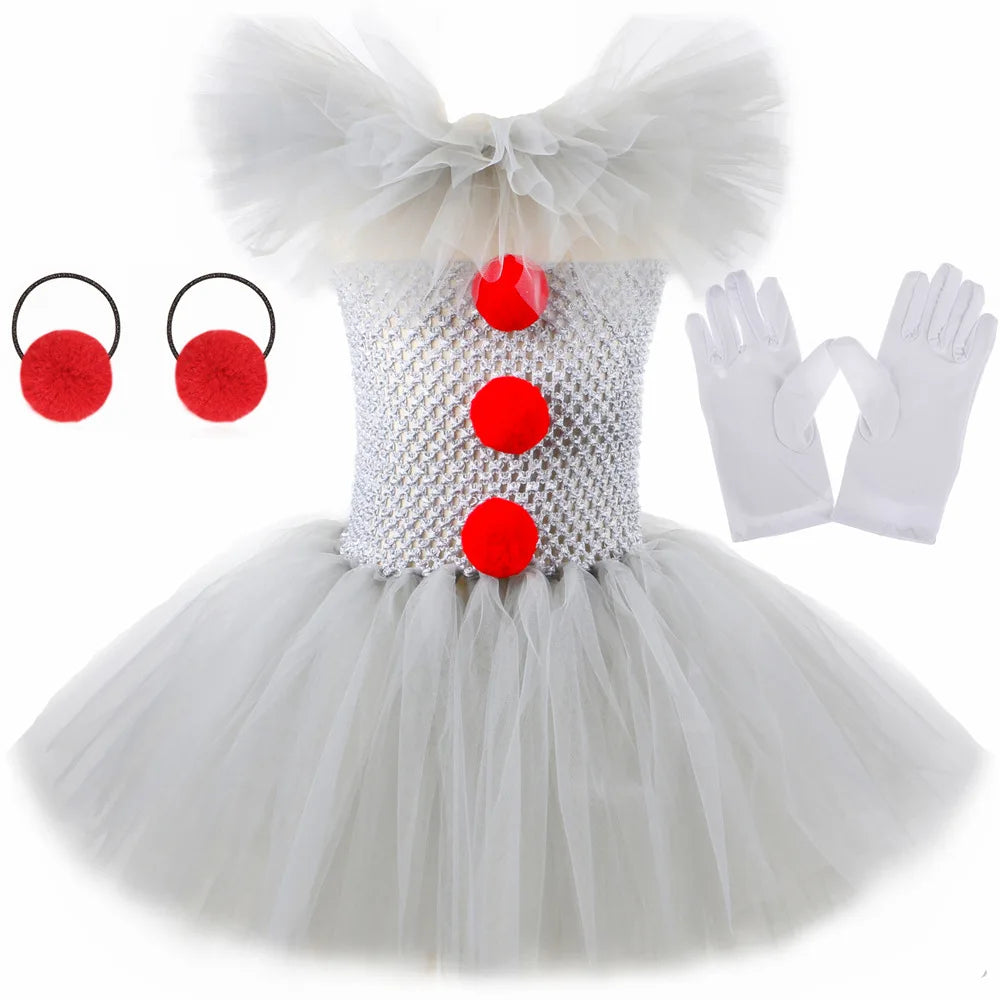 Gray Joker Costume Tutu Dress Creepy Clown