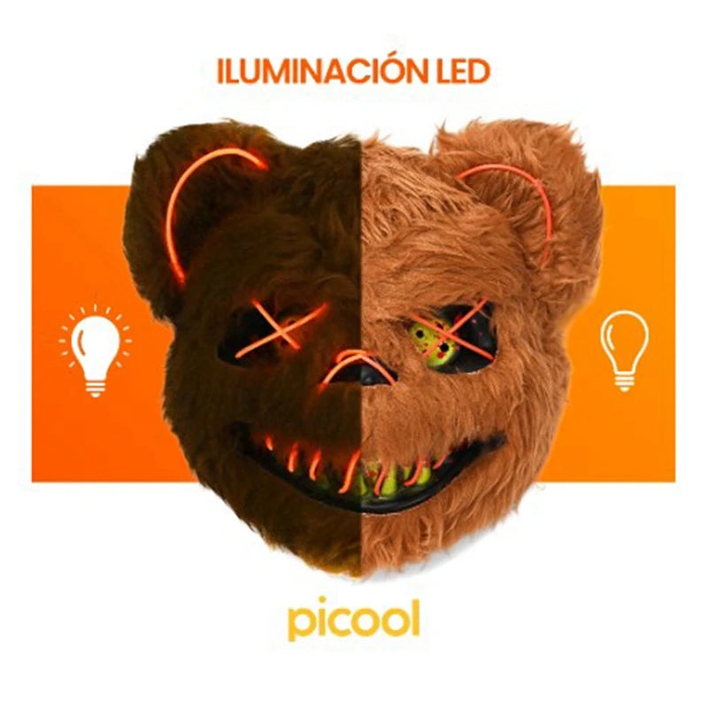 LED Bloody Rabbit/Bear Horror Face Mask: Halloween Cosplay Prop