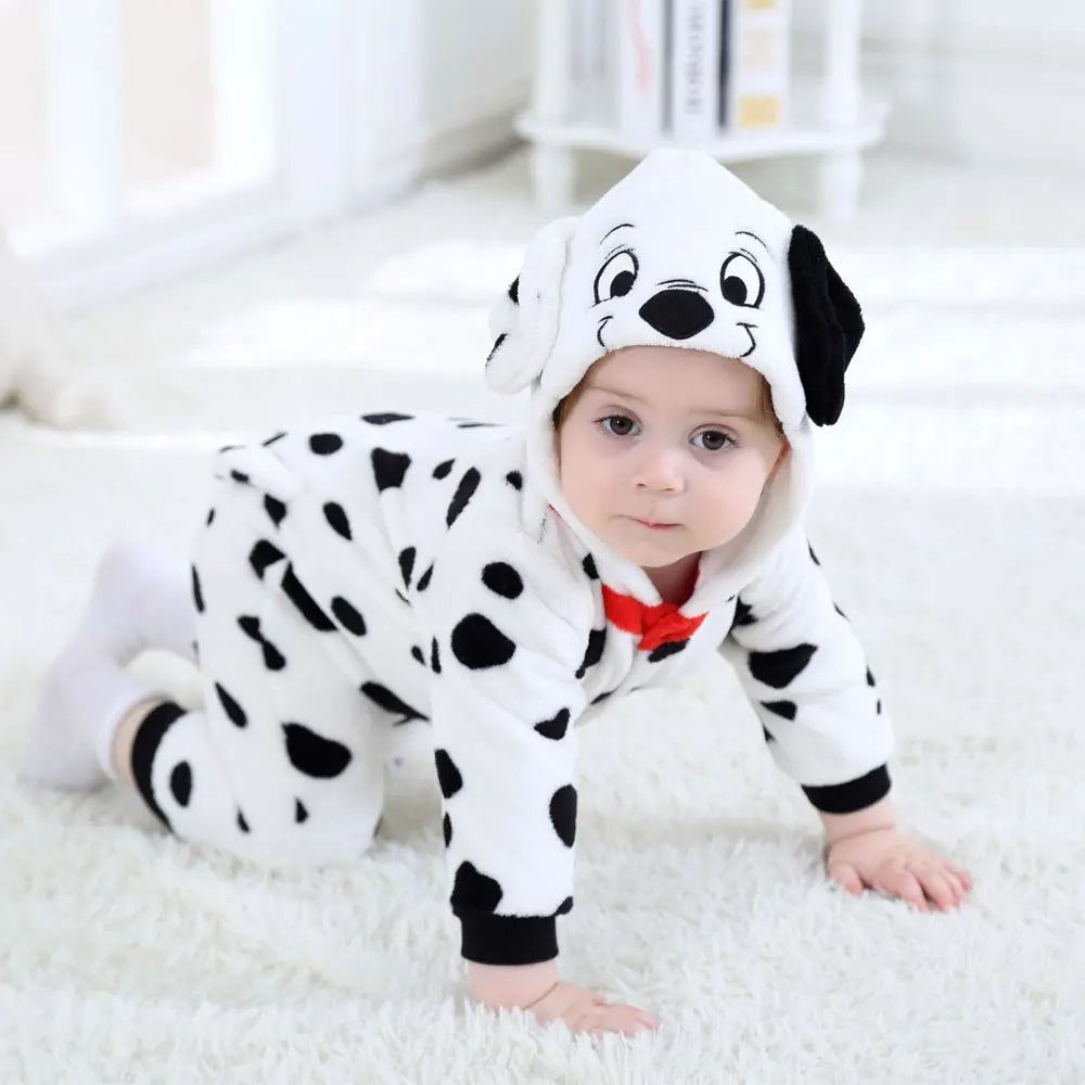 Baby Dalmatian Spotty Dog Kigurumi: Flannel Halloween Jumpsuit