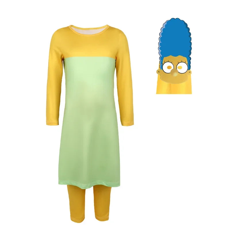 Simpsons Family Cosplay Costume: Lisa, Bart, Homer, Marge Halloween Dress