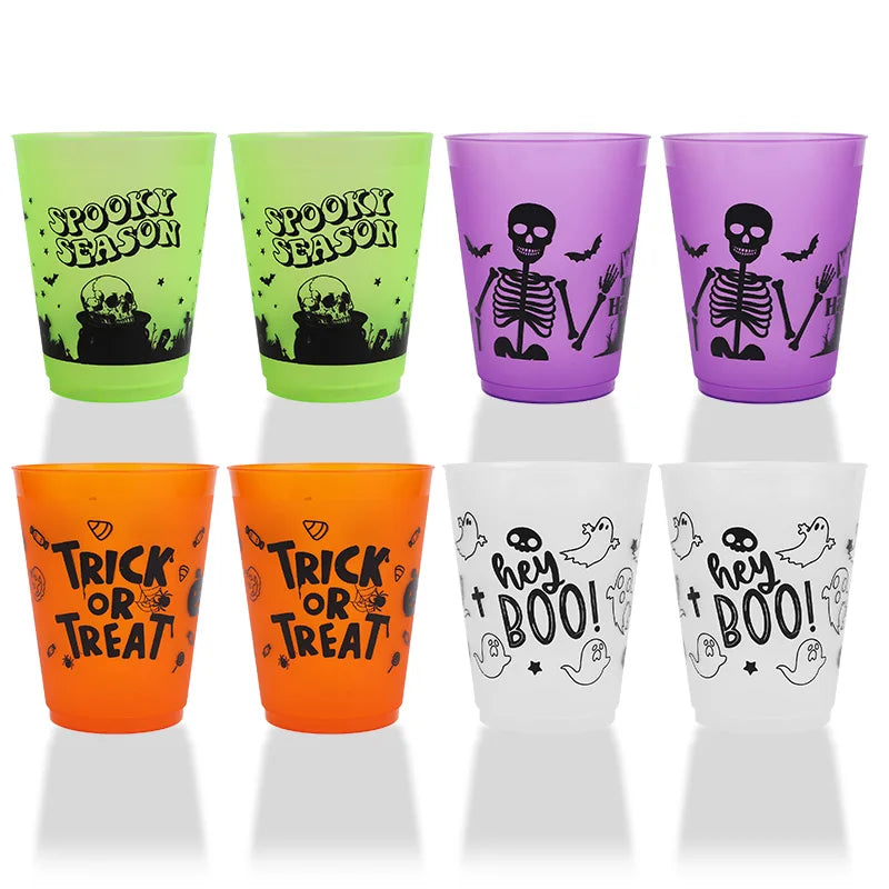 8-24PCS Boo Skull Plastic Cups: Spooky Halloween Party Drinkware