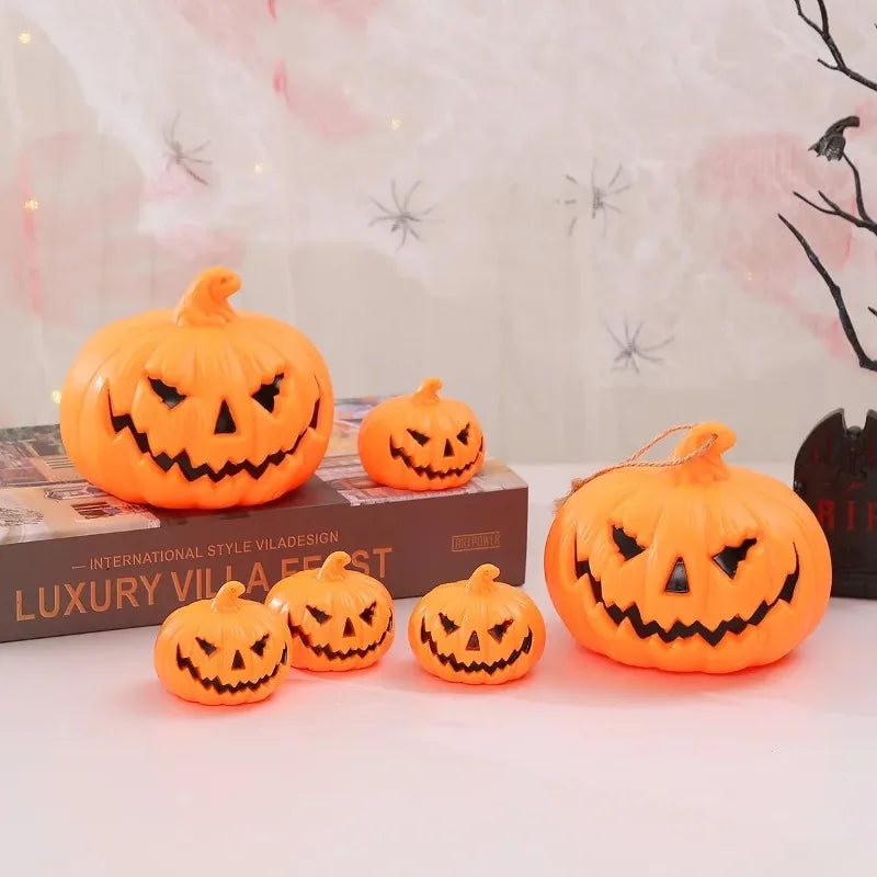 Pumpkin Ghost Face LED Lantern: Halloween Decor Light