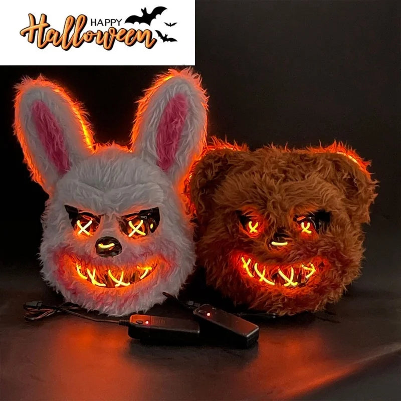 LED Bloody Rabbit/Bear Horror Face Mask: Halloween Cosplay Prop