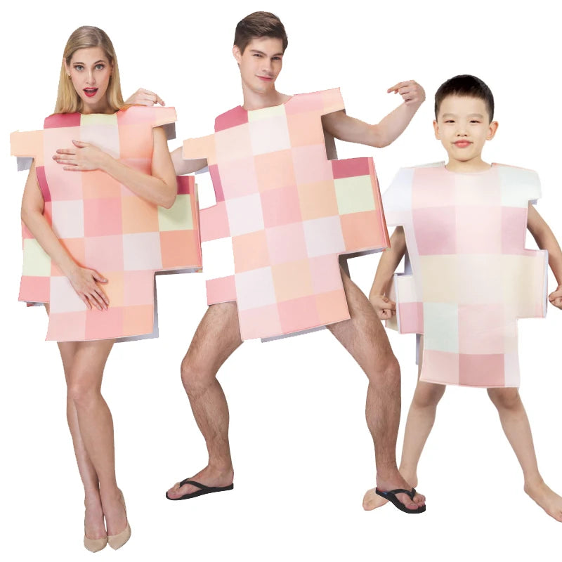 Naked Sims Mosaic Couple Costume: Funny Adult Halloween Tunic Set