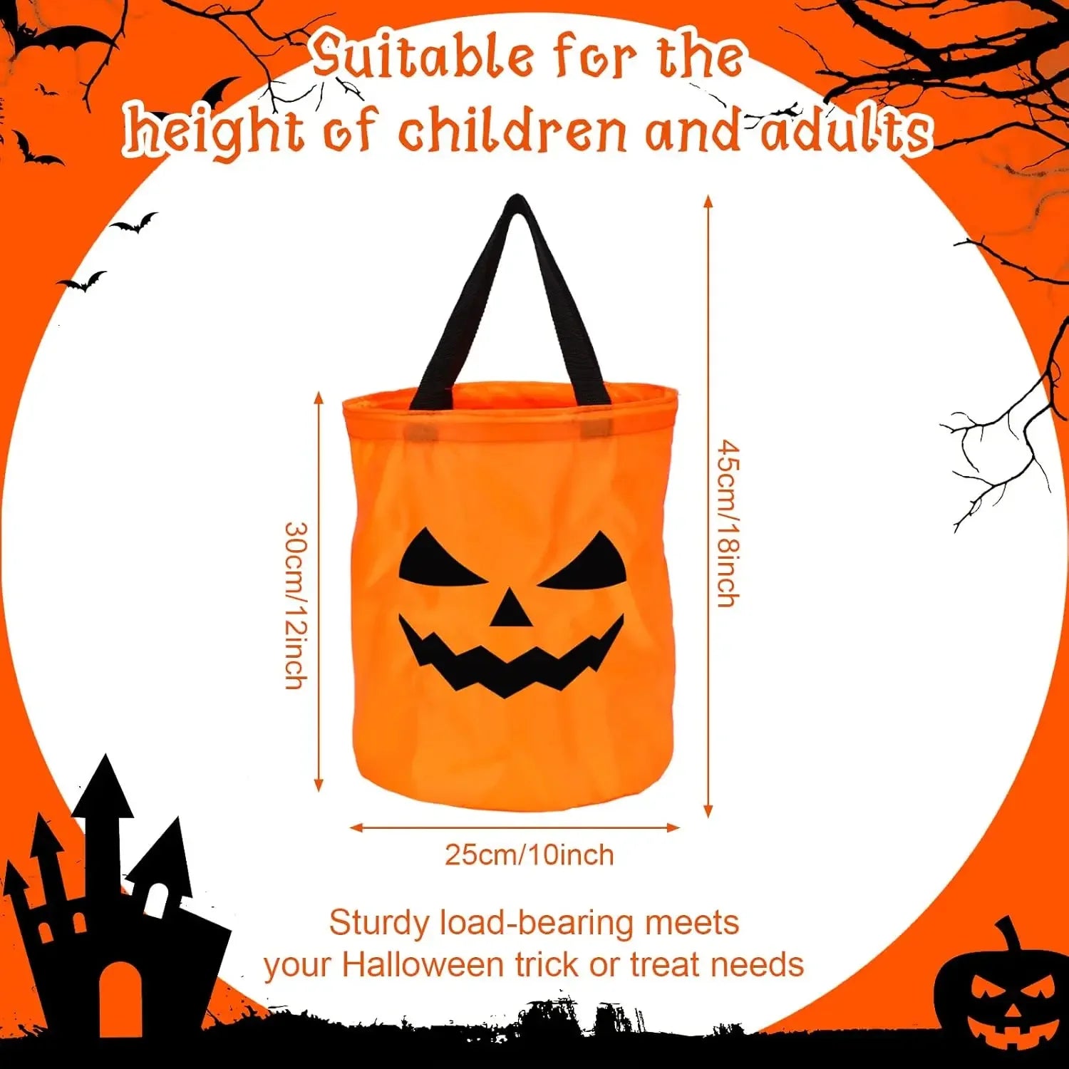 LED Light-Up Pumpkin Trick-or-Treat Bucket: Collapsible Candy Bag