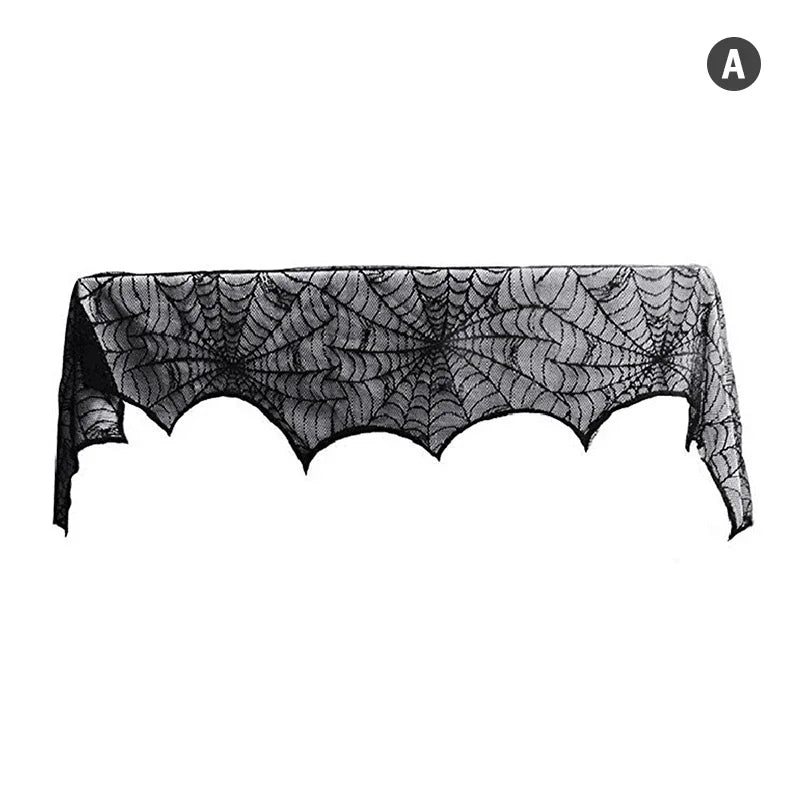Lace Spider Web Skull Tablecloth: Halloween Party Decor