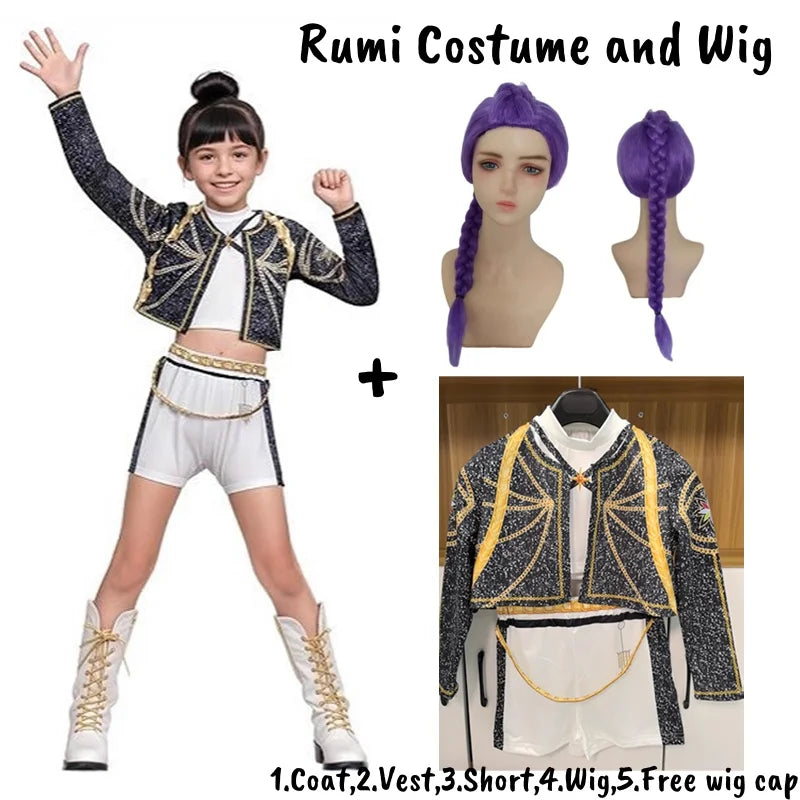 K-Pop Demon Hunters Girls' Costume: Zoey, Rumi, Mira Cosplay Set