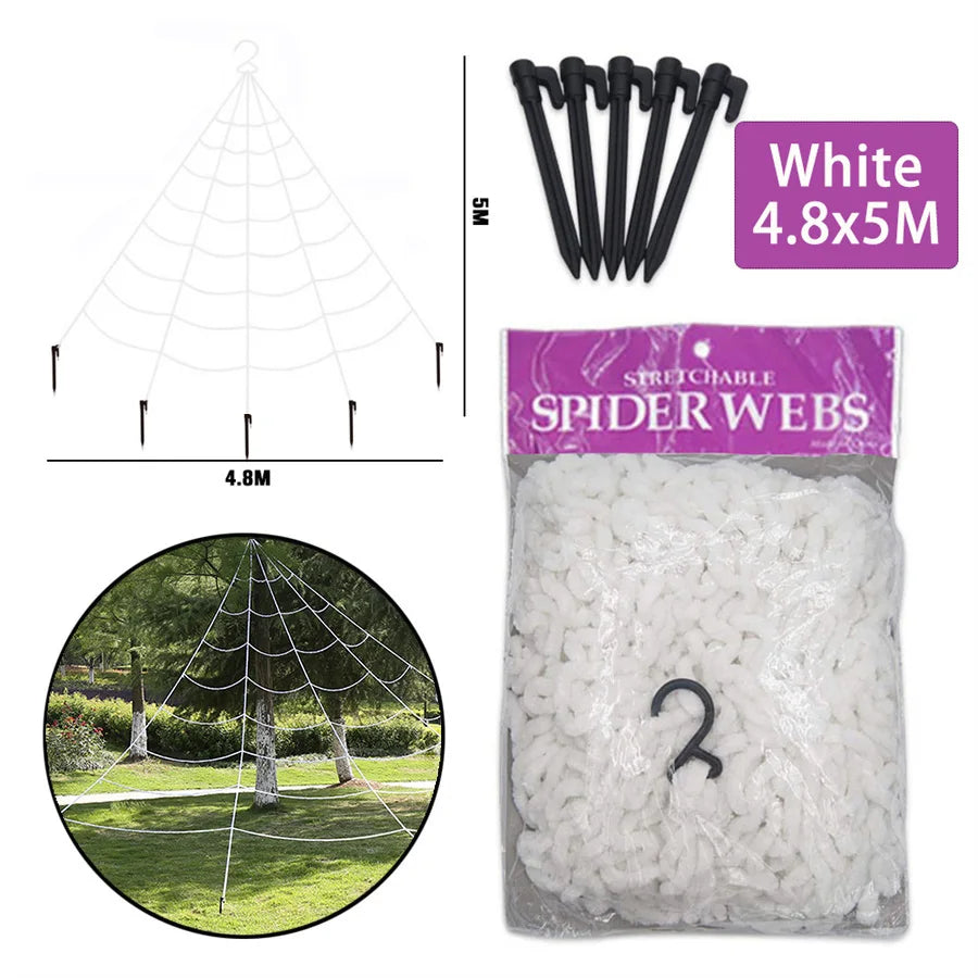 Giant Spider Web with Plush Spider: Halloween Party Decor