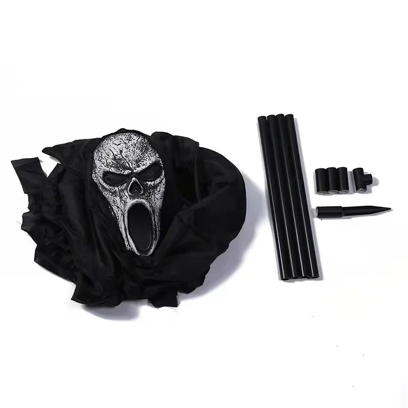 Ghostface Scarecrow: Hanging Halloween Bird Repeller Decor