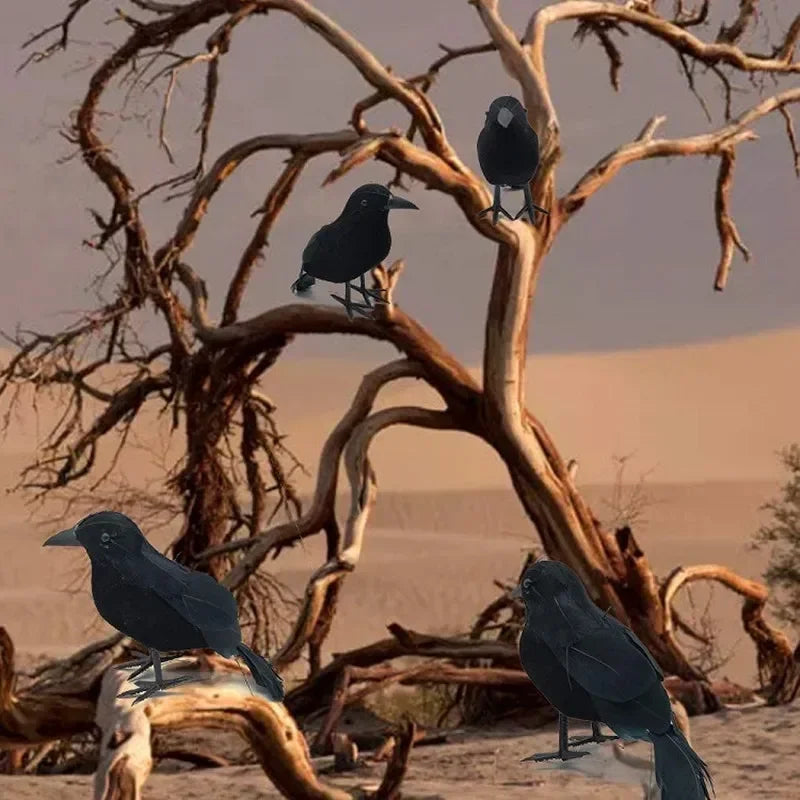Realistic Artificial Crows: 1-3PCS Halloween Horror Props
