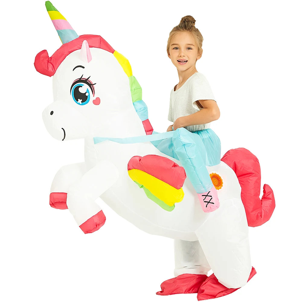 Kids Inflatable Mascot Costumes: Dinosaur, Unicorn, Rooster for Halloween Cosplay