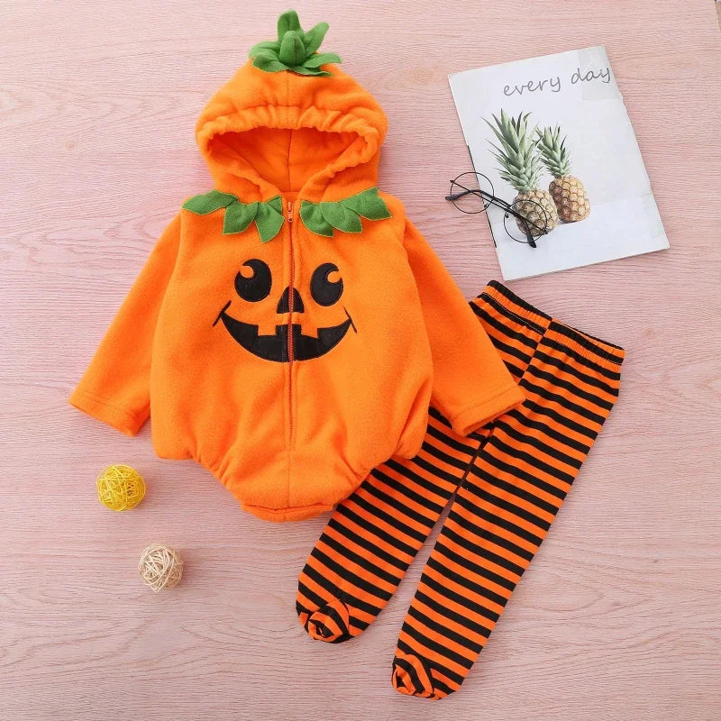 Cosplay Halloween Clothes Sets Long Sleeve Fleece Zipper Hooded Romper Jacket