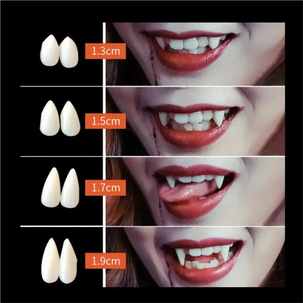 Vampire Fangs Fake Teeth: 1/4 Pairs Resin Cosplay Props with Glue
