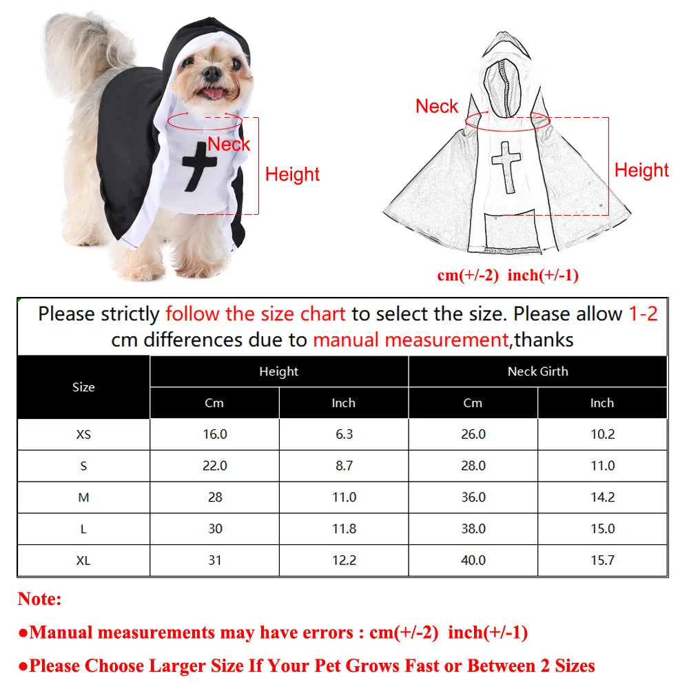 Jesus Nun Cat Cosplay Costume: Halloween Pet Dress-Up