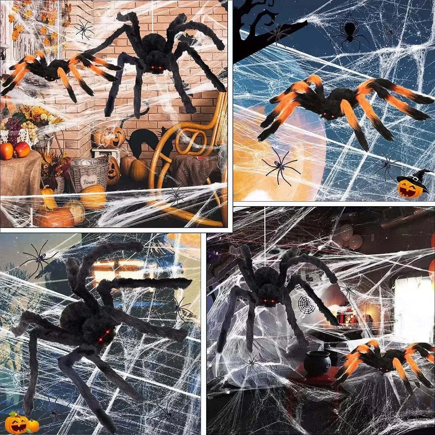 Giant Spider Web with Plush Spider: Halloween Party Decor