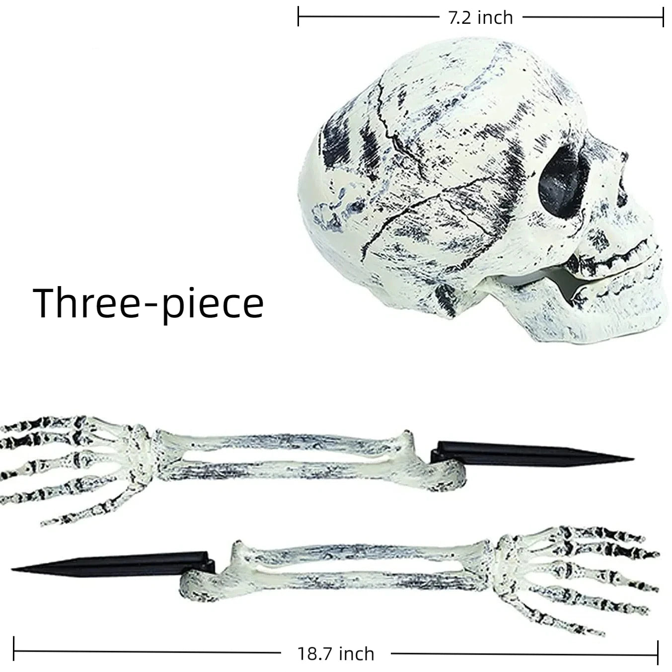 Realistic Skeleton Stakes: Skull, Hands & Arms for Halloween Lawn Decor