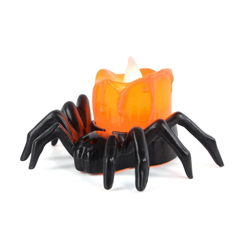 LED Spider Pumpkin Candle: Scary Halloween Home Decor Lamp